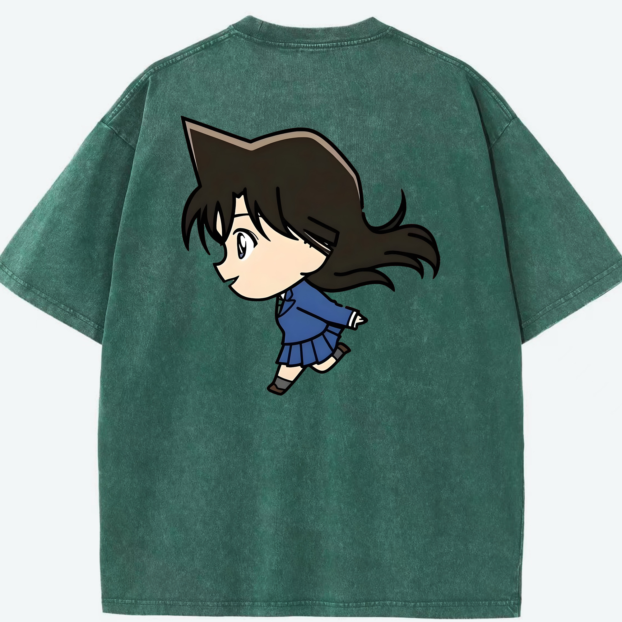 （画像用） 名探偵コナン 毛利 蘭 もうり らん、モーリ ラン Detective Conan Rachel Moore 綿100% ヴィンテージ風 半袖Tシャツ（背面プリント）